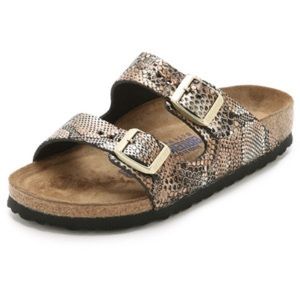 Bronze python birkenstocks